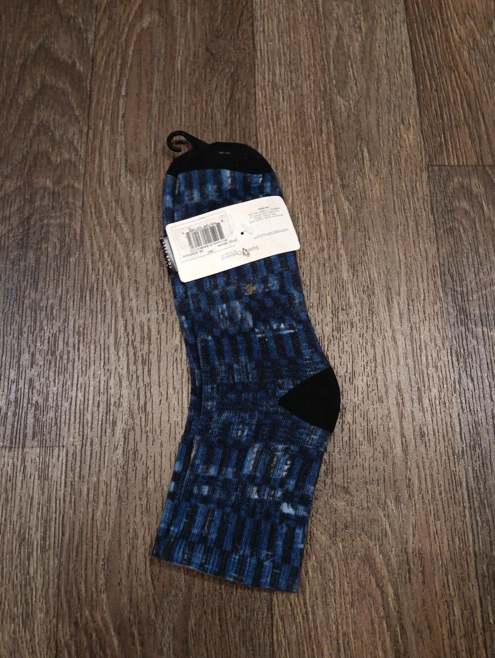 Sole Options Men’s Blue Patterned Crew Socks